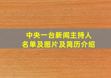 中央一台新闻主持人名单及图片及简历介绍