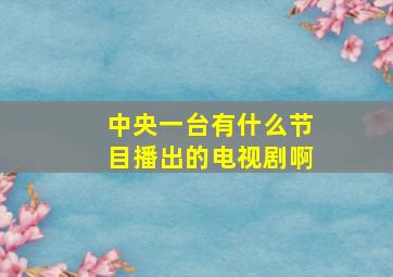 中央一台有什么节目播出的电视剧啊