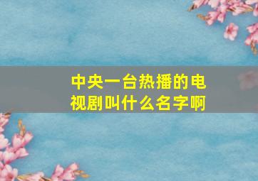 中央一台热播的电视剧叫什么名字啊