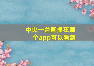 中央一台直播在哪个app可以看到