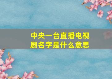 中央一台直播电视剧名字是什么意思