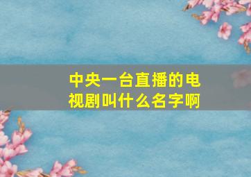 中央一台直播的电视剧叫什么名字啊