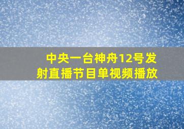 中央一台神舟12号发射直播节目单视频播放