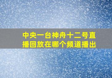 中央一台神舟十二号直播回放在哪个频道播出