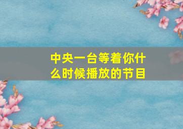 中央一台等着你什么时候播放的节目