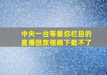 中央一台等着你栏目的直播回放视频下载不了