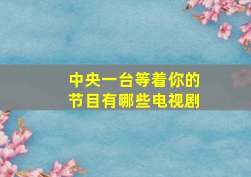 中央一台等着你的节目有哪些电视剧