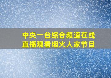 中央一台综合频道在线直播观看烟火人家节目