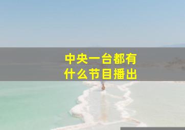 中央一台都有什么节目播出