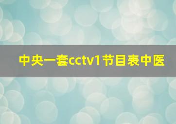 中央一套cctv1节目表中医