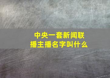 中央一套新闻联播主播名字叫什么