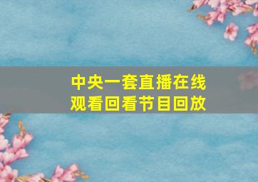 中央一套直播在线观看回看节目回放