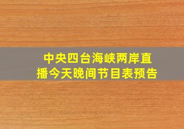 中央四台海峡两岸直播今天晚间节目表预告