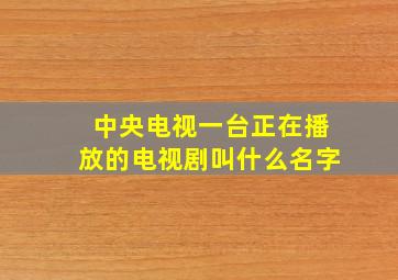 中央电视一台正在播放的电视剧叫什么名字