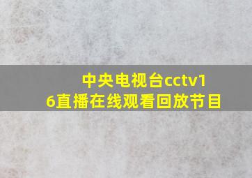 中央电视台cctv16直播在线观看回放节目