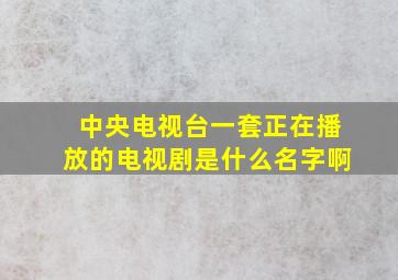 中央电视台一套正在播放的电视剧是什么名字啊