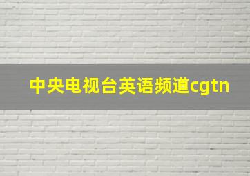 中央电视台英语频道cgtn