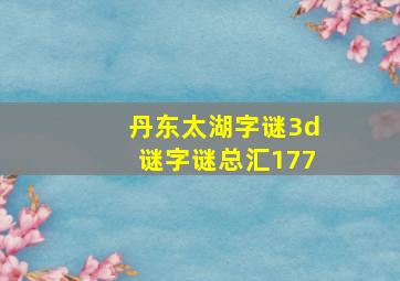 丹东太湖字谜3d谜字谜总汇177