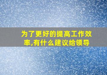 为了更好的提高工作效率,有什么建议给领导