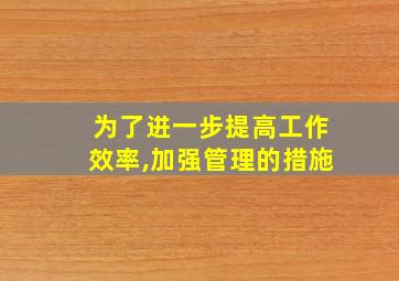 为了进一步提高工作效率,加强管理的措施