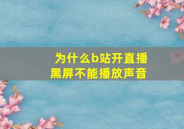 为什么b站开直播黑屏不能播放声音