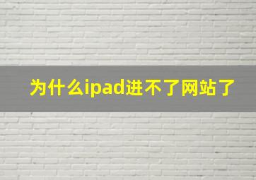 为什么ipad进不了网站了