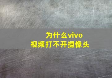 为什么vivo视频打不开摄像头