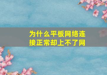 为什么平板网络连接正常却上不了网