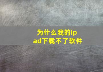 为什么我的ipad下载不了软件