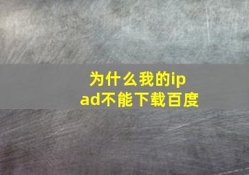 为什么我的ipad不能下载百度