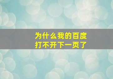 为什么我的百度打不开下一页了