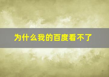 为什么我的百度看不了