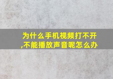 为什么手机视频打不开,不能播放声音呢怎么办