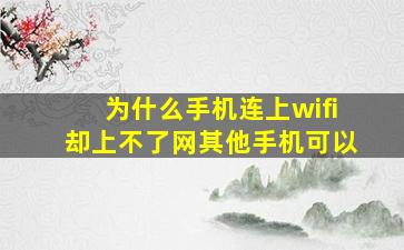 为什么手机连上wifi却上不了网其他手机可以