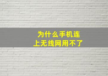 为什么手机连上无线网用不了