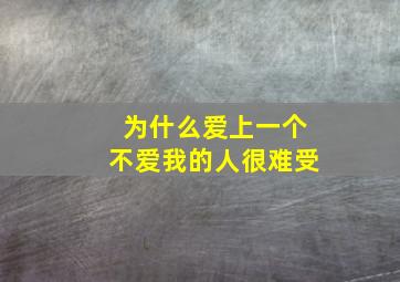 为什么爱上一个不爱我的人很难受