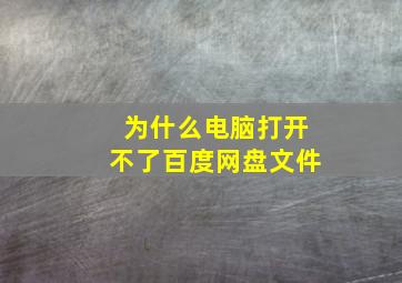 为什么电脑打开不了百度网盘文件