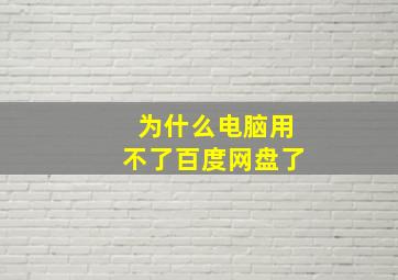 为什么电脑用不了百度网盘了