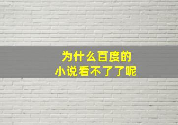 为什么百度的小说看不了了呢