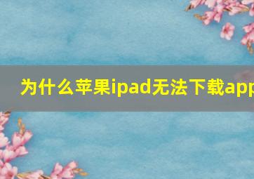 为什么苹果ipad无法下载app