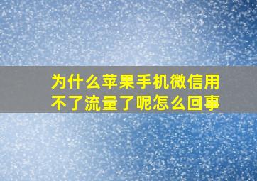 为什么苹果手机微信用不了流量了呢怎么回事