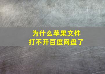 为什么苹果文件打不开百度网盘了