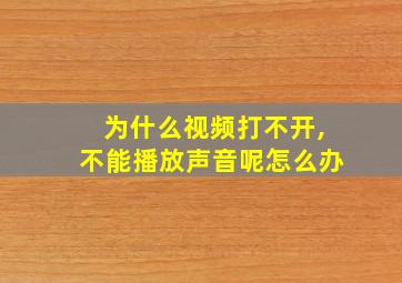 为什么视频打不开,不能播放声音呢怎么办