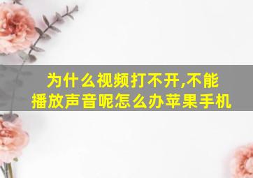 为什么视频打不开,不能播放声音呢怎么办苹果手机