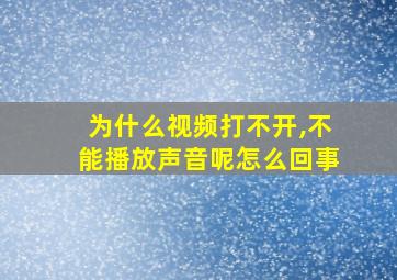 为什么视频打不开,不能播放声音呢怎么回事