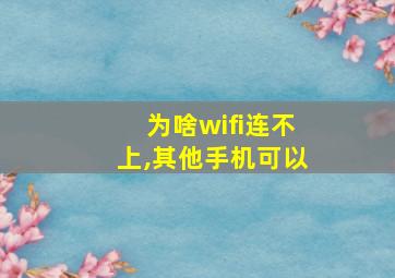 为啥wifi连不上,其他手机可以