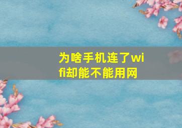 为啥手机连了wifi却能不能用网