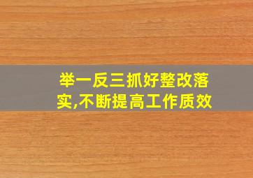 举一反三抓好整改落实,不断提高工作质效