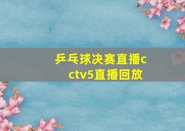 乒乓球决赛直播cctv5直播回放