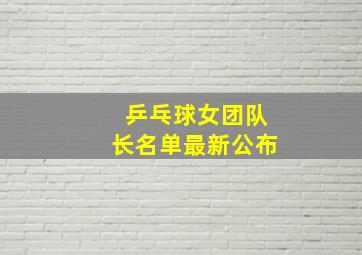 乒乓球女团队长名单最新公布